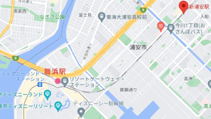 新浦安駅-舞浜駅地図