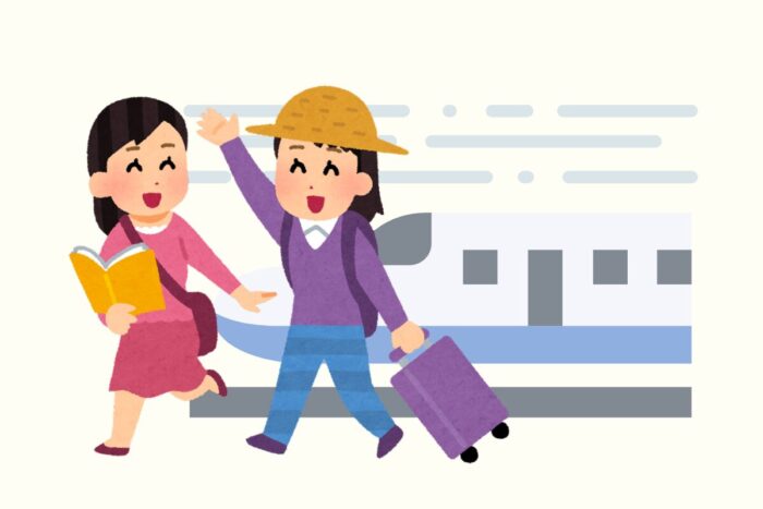 新幹線で旅行する大人(イメージ画)