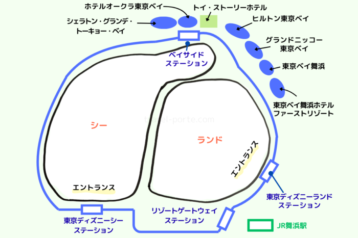 ディズニーオフィシャルホテルの位置